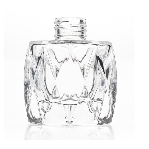 Unique Polyhedral Clear Glass Reed Aroma Diffuser Bottle With Screw Cap