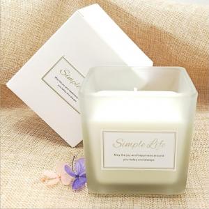 2021hot Sale Square Glass Candle Jar with Customize Label