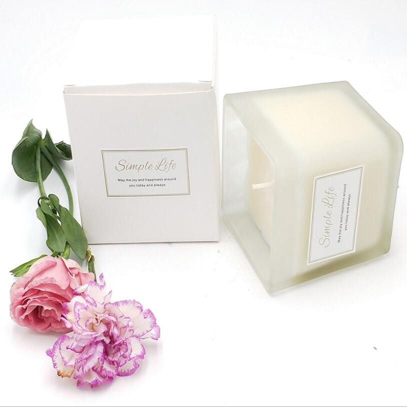 2021hot Sale Square Glass Candle Jar with Customize Label
