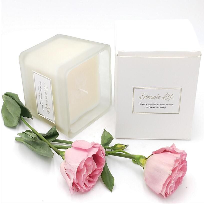 2021hot Sale Square Glass Candle Jar with Customize Label