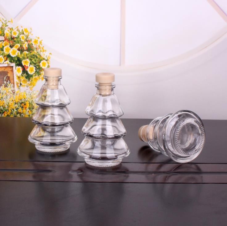 80ml Tree Shape Special Design Glass Perfume Diffuser Bottle with Screw Cap