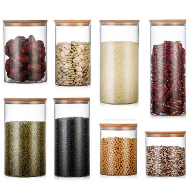 Airtight Sealed Kitchen Food High Borosilicate Glass Storage Bottle Jar with Lid