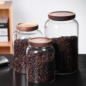 Airtight Storage Jar Wood Seal Food Kitchen Use Glass Storage Jar