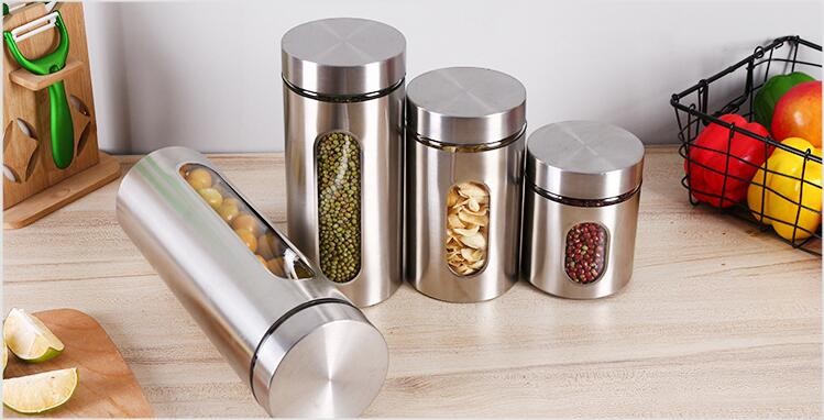 Amazon Hotsale Kitchen Stainless Steel Sealed Glass Food Storage Jar for Wholesale