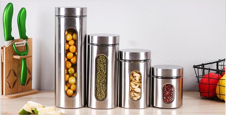 Amazon Hotsale Kitchen Stainless Steel Sealed Glass Food Storage Jar for Wholesale