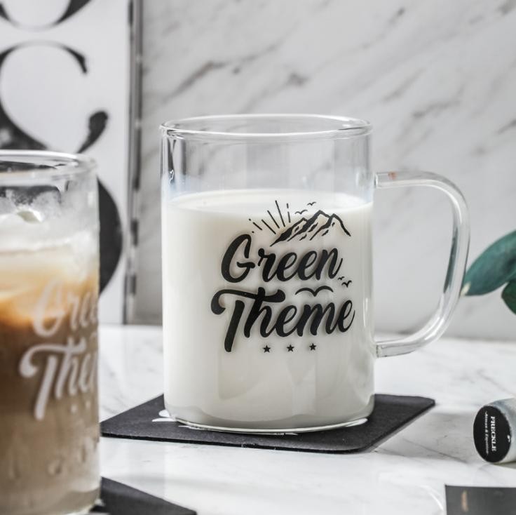  Borosilicate Glass Drink Cup with Handle Custom Logo Milk Glsss Mug  