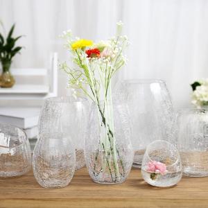 Bulk Ice Crackled Glass Flower Vase with Different Sizes