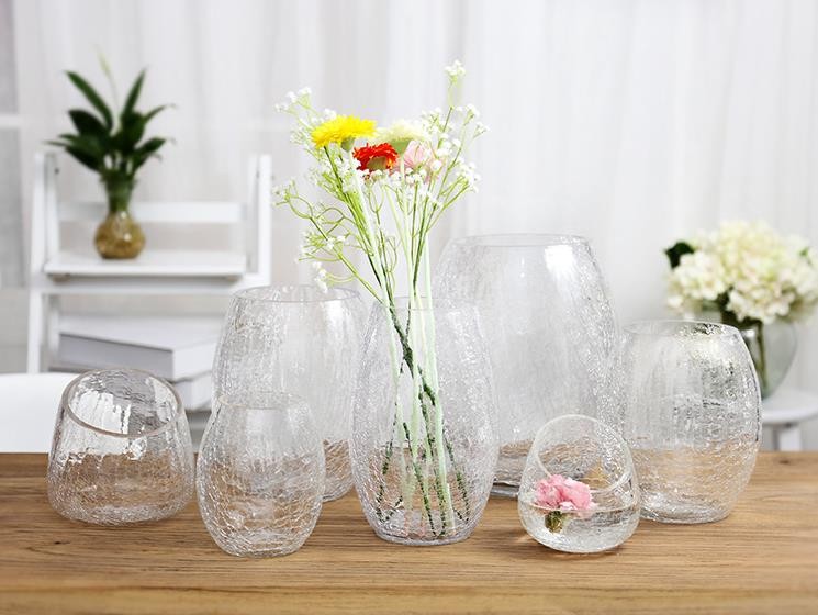 Bulk Ice Crackled Glass Flower Vase with Different Sizes