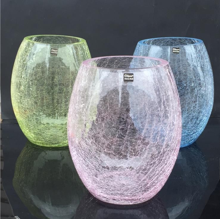 Bulk Ice Crackled Glass Flower Vase with Different Sizes