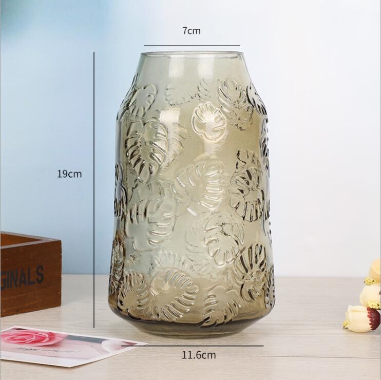 Centerpiece Blue Glass Flower Crystal Cut Glass Vase for Home Decor