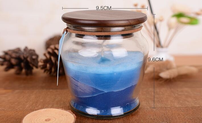 Cheap Clear Glass Candle Jar with Wooden Lids Made in China
