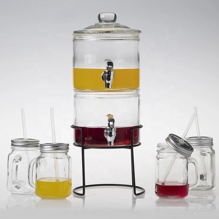 Cheap Double Glass Drink Dispenser with Stand Wholesale