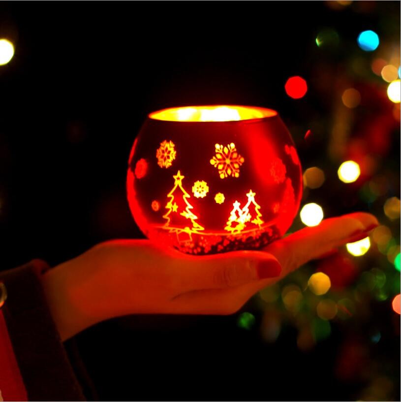 Christmas Decorative Glass Candle Jar Ball Candle Holder for Bulk