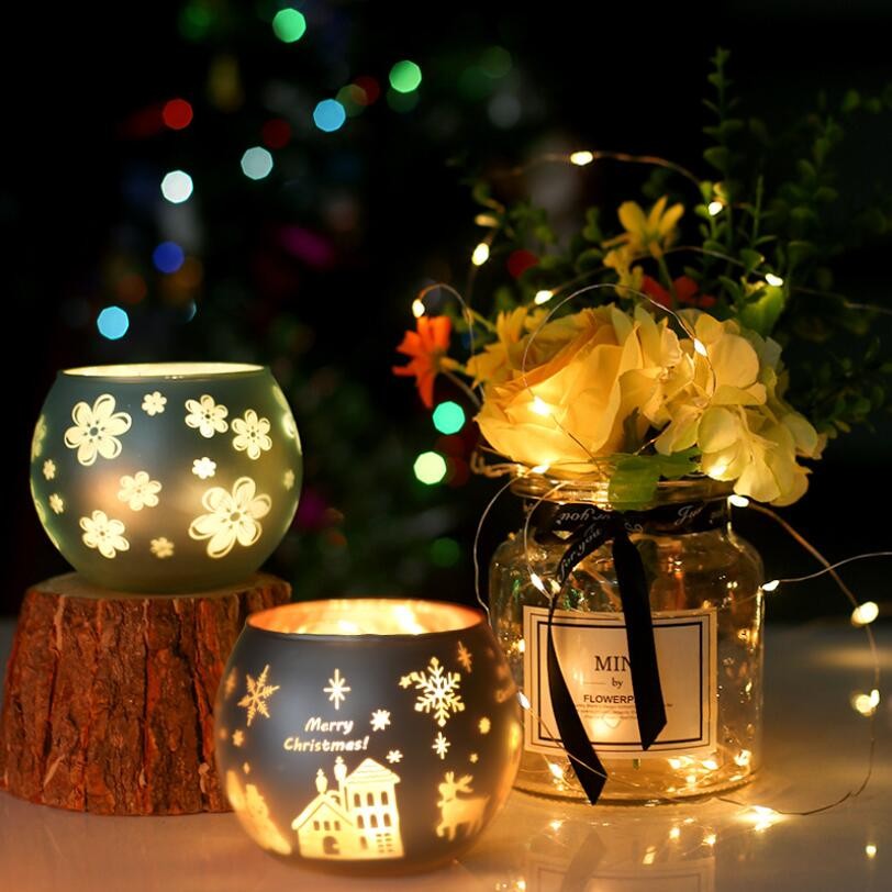 Christmas Decorative Glass Candle Jar Ball Candle Holder for Bulk