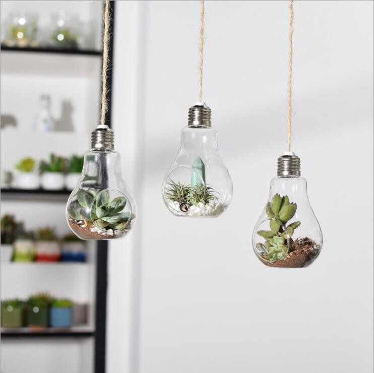 Clear Glass Light Bulb Terrarium Home Decoration Glass Flower Vase