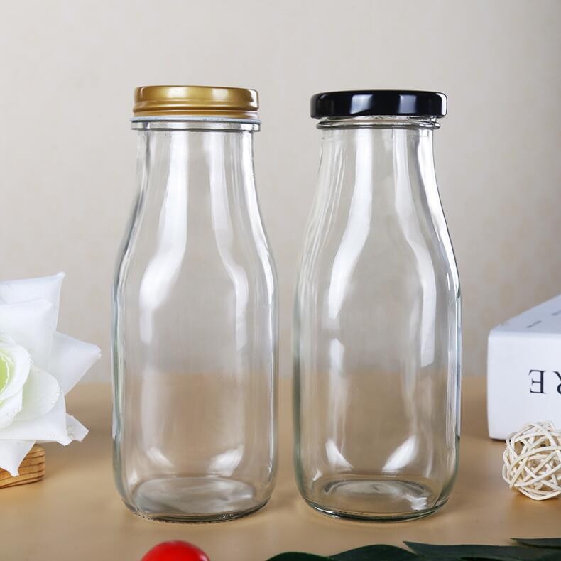 Clear Glass Milk Bottle with Lid Wholesale