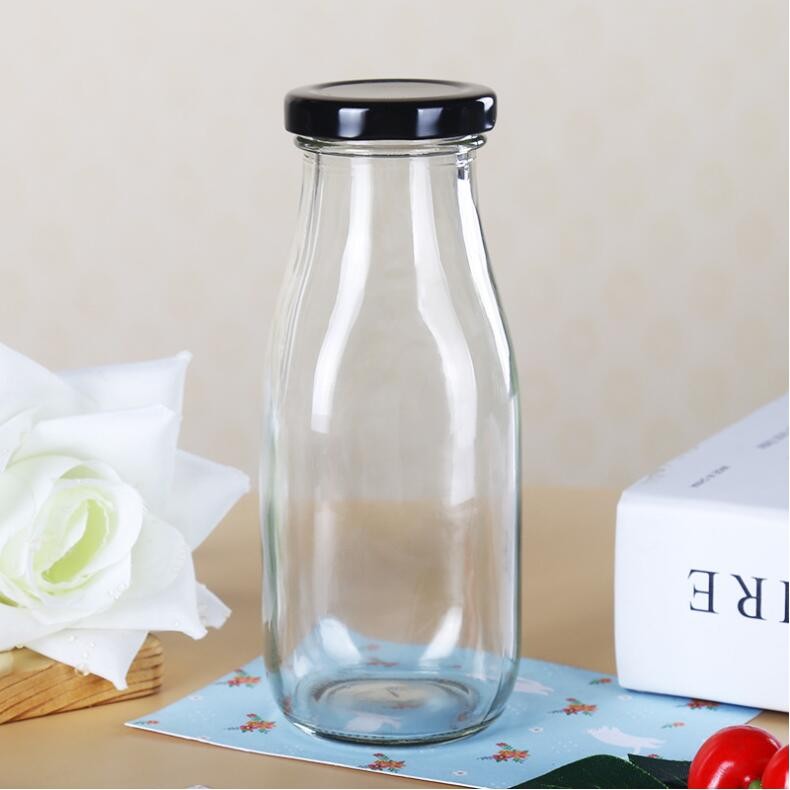 Clear Glass Milk Bottle with Lid Wholesale