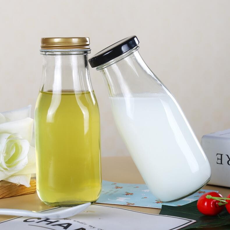 Clear Glass Milk Bottle with Lid Wholesale