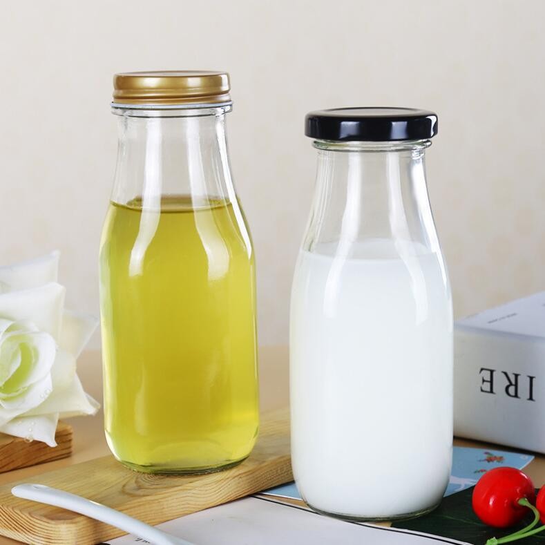 Clear Glass Milk Bottle with Lid Wholesale