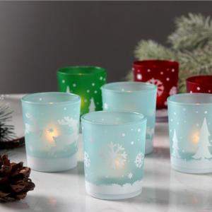 Custom Color Painted Glass Candle Jars Christmas Praying