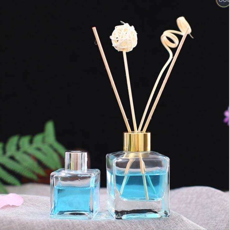 Custom Decorative Aromatherapy Clear Perfume Atomiser Reed Diffuser Glass Bottle with Cap