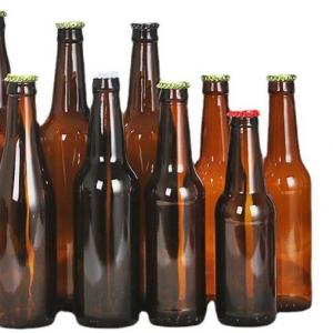 Customized Normal Shape and Ordinary Design Amber Beer Glass Round Bottle