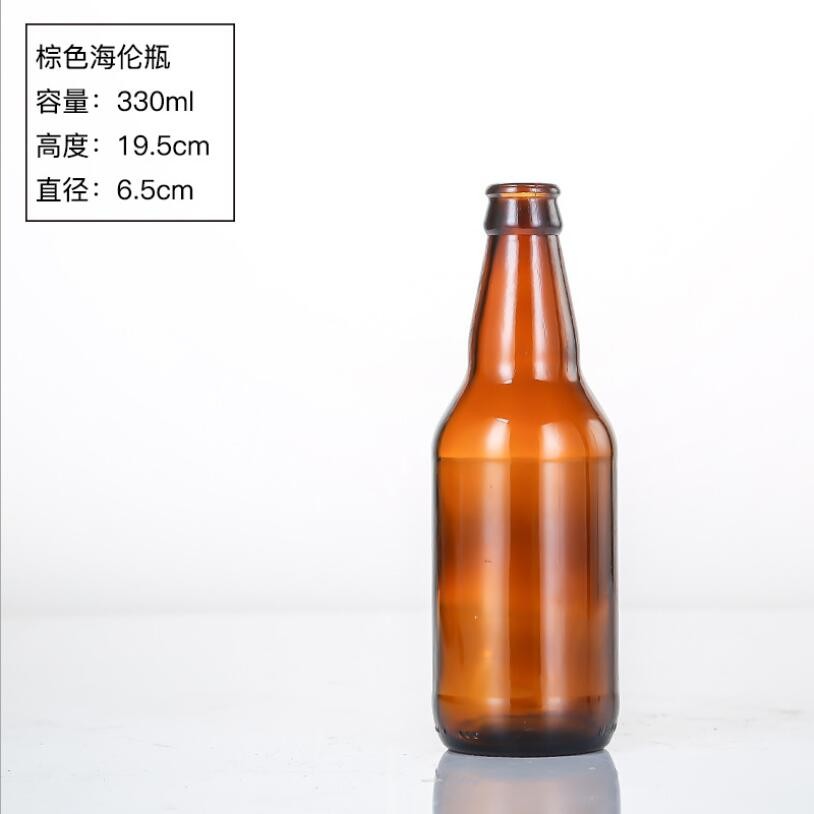 Customized Normal Shape and Ordinary Design Amber Beer Glass Round Bottle