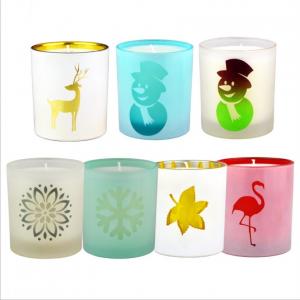 Customized Wholesale Cute Image Frosted Glass Candle Jar with Lid for Candle Making