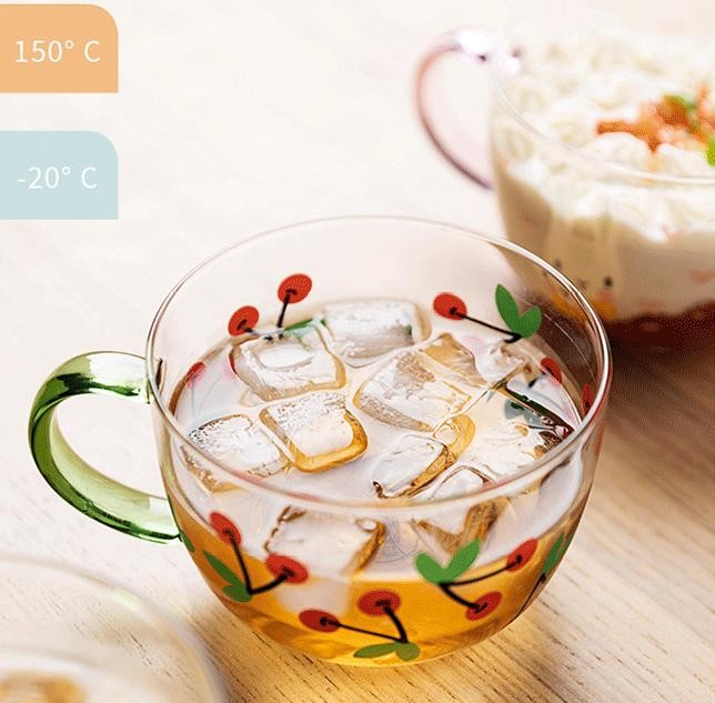 Cute Robbit Tea Milk Lemon Juice Ice Cream Glass Mugs Cups with Handle Drinkware