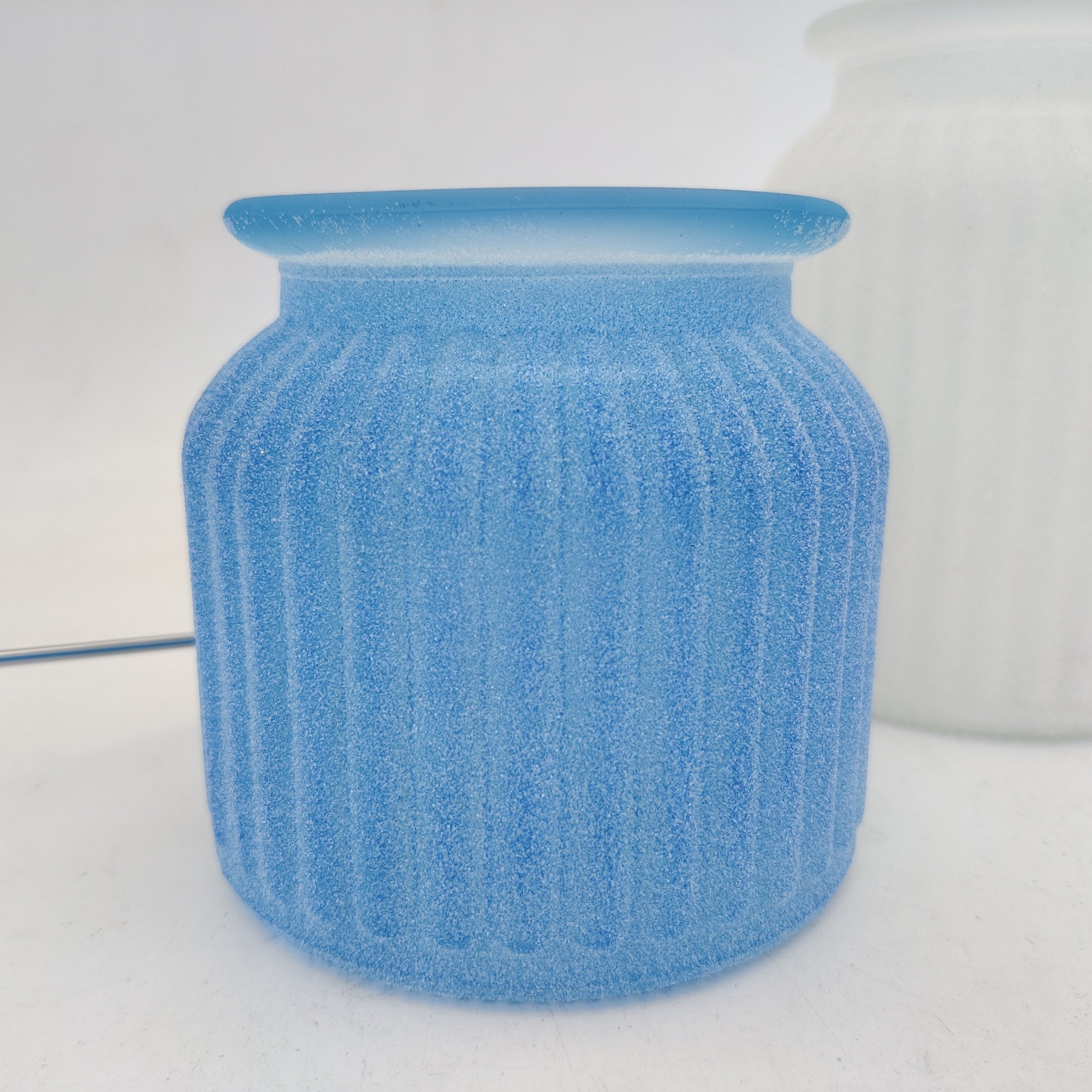 Dark Blue Frosted Sand Blasting Candle Jar for Home Decor