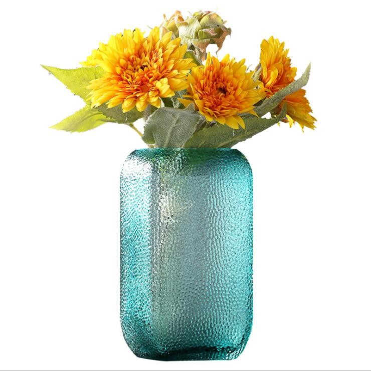 Decor Gray Table Centerpiece Vase Embossed Vases Color Glass