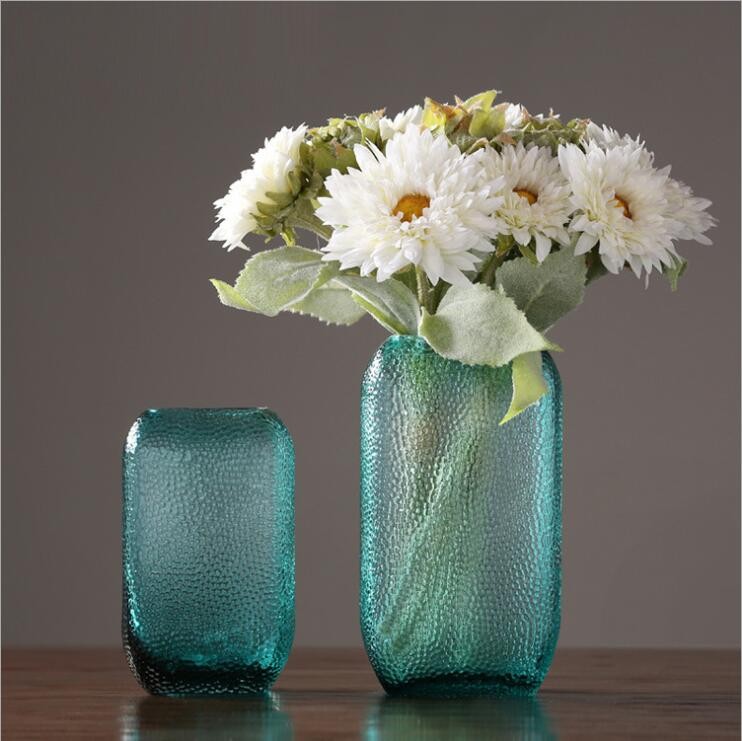 Decor Gray Table Centerpiece Vase Embossed Vases Color Glass