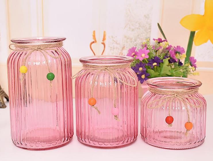 Decorative Colored Clear Glass Flower Vase Cylinder Flower Glass Vase Crystal Glass Flower Vases