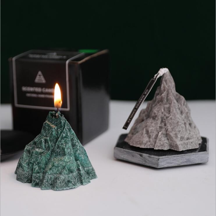 Decorative Flameless Lantern Moutain Shape Wax Scented Candle