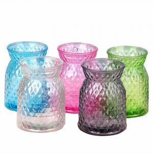 Diamond Colored Flower Glass Vase for Home Decoration