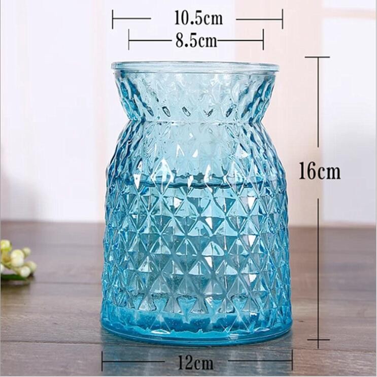 Diamond Colored Flower Glass Vase for Home Decoration