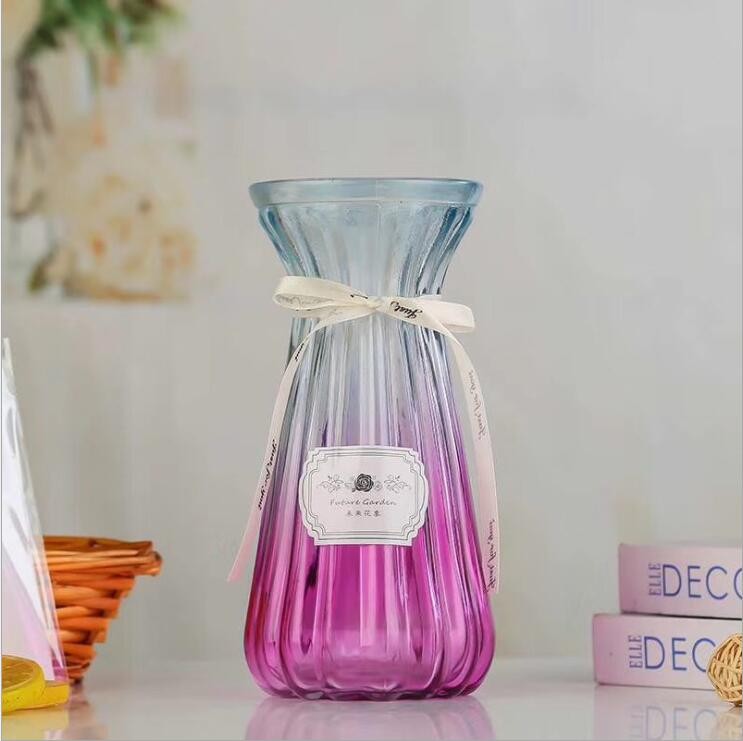 Elegant Hyacinth Glass Vase Colorful Glass Vase Tabletop Glass Vase for Wedding and Home Decor