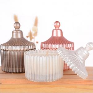 Elegant Macaron Series Glass Candle Jar Frost Colored Candle Jar with Glass Lid