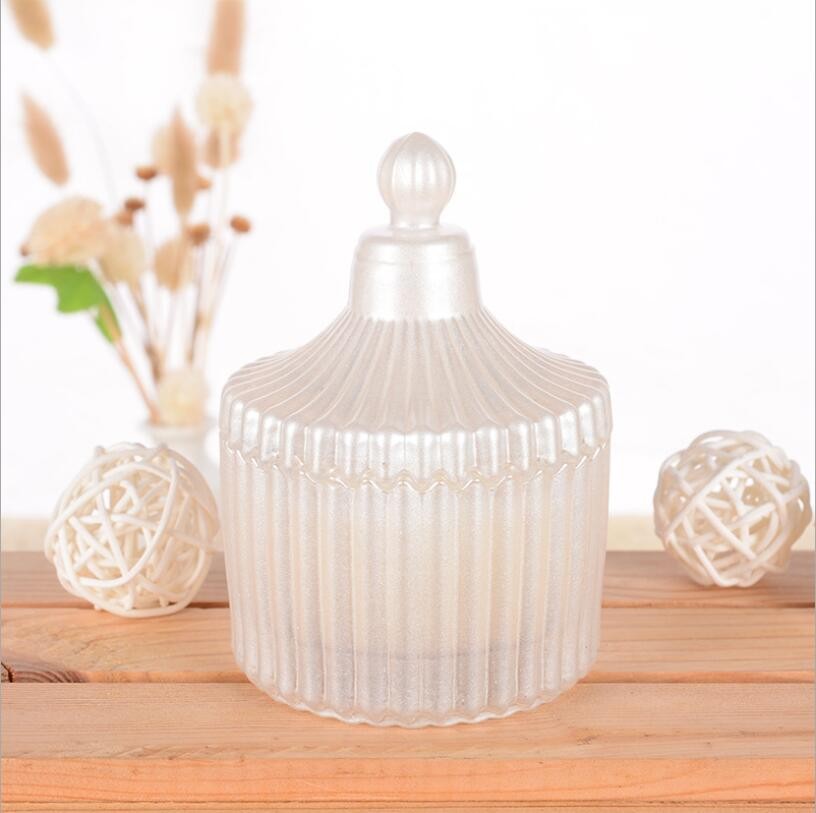 Elegant Macaron Series Glass Candle Jar Frost Colored Candle Jar with Glass Lid