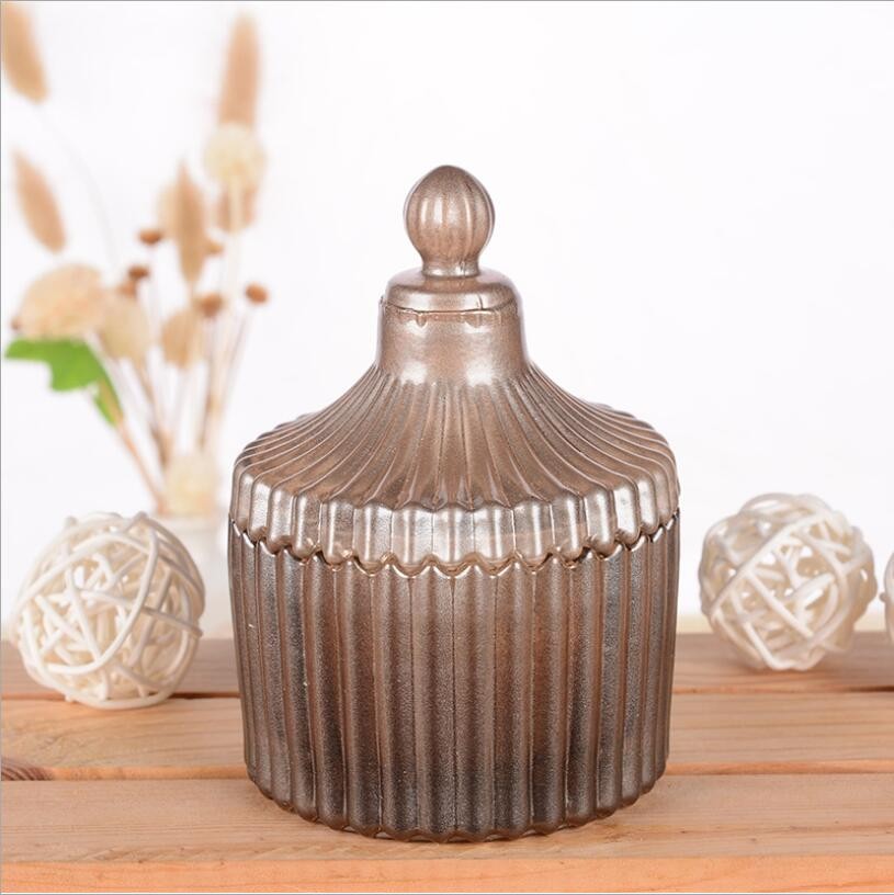 Elegant Macaron Series Glass Candle Jar Frost Colored Candle Jar with Glass Lid