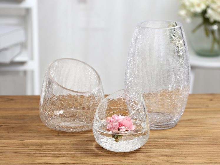 Europe Style Glass Flower Clear Crack Vase Flower Vase