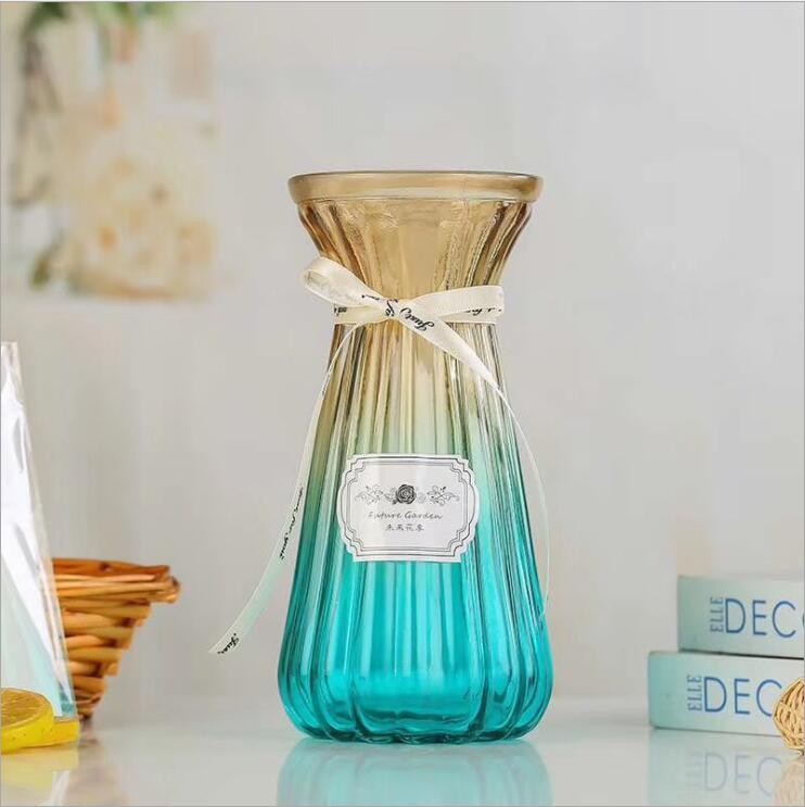 Europe Style Glass Vase Colorful Glass Vase Tabletop Glass Vase for Hyacinth