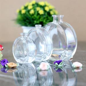 Flat Transparent Aroma Perfume Glass Reed Diffuser Bottle