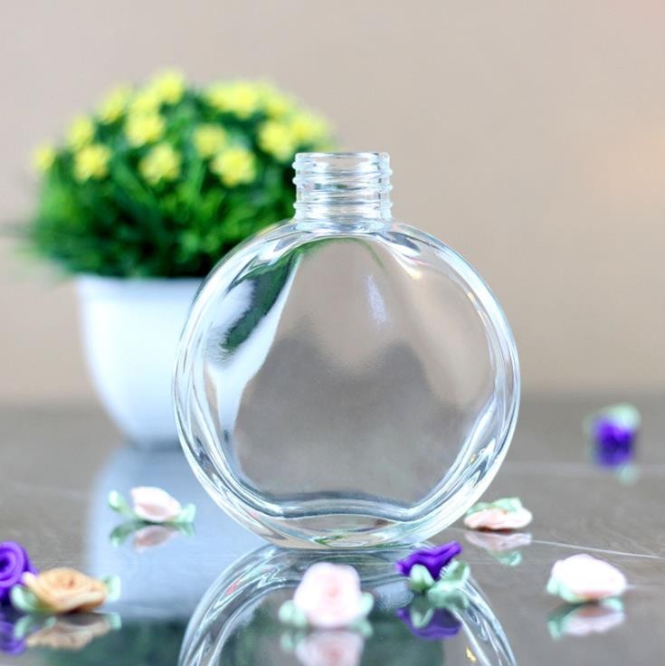 Flat Transparent Aroma Perfume Glass Reed Diffuser Bottle