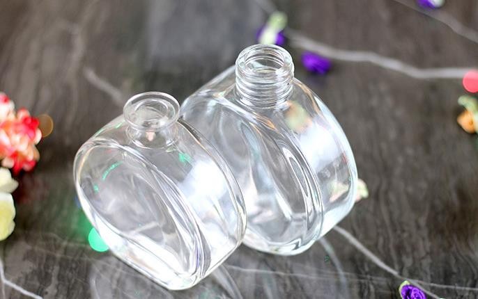 Flat Transparent Aroma Perfume Glass Reed Diffuser Bottle