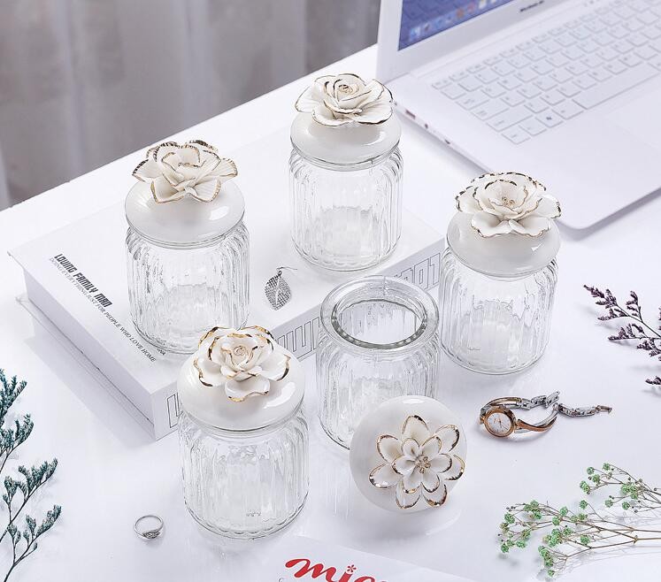 Food Grade Acacia Glass Storage Contains with Airtight Lid