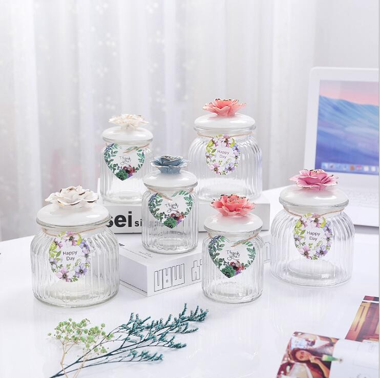 Food Grade Acacia Glass Storage Contains with Airtight Lid