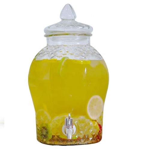 Glass mason jar beverage glass dispenser with tap 