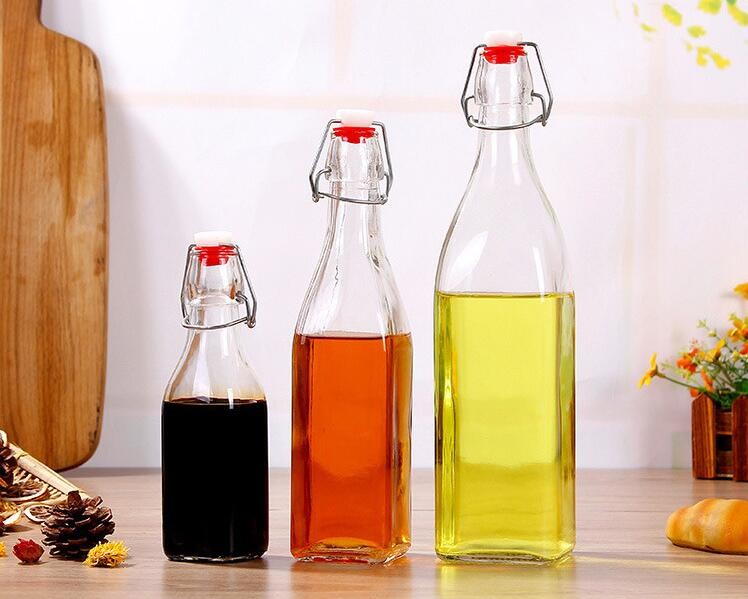 Glass Bottle Stainless Steel Sleeve Glass Bottle for Oil Sauce Vinegar Cooking Wine Kitchen