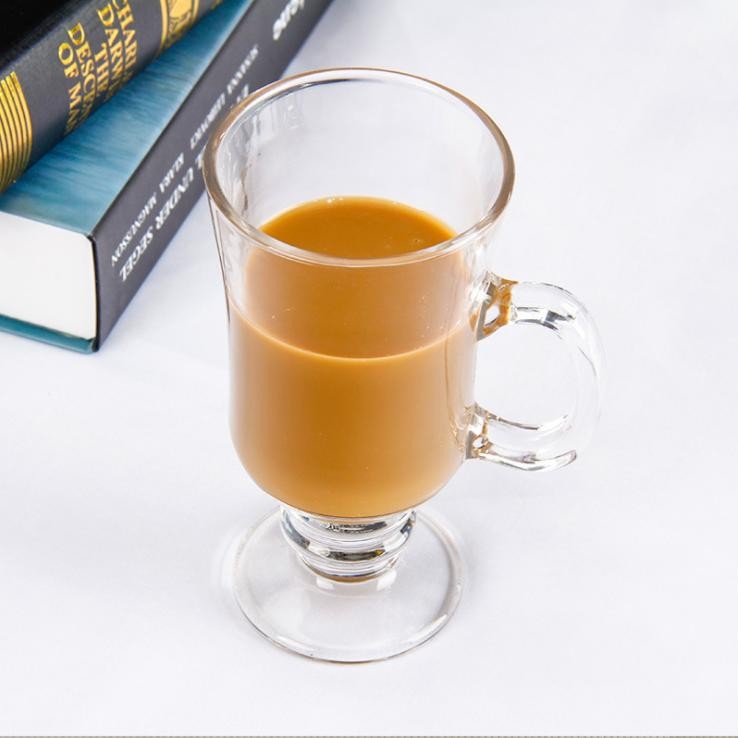 Glass Coffee Mug and Saucer Set Milk Coffee Juice Cups with Handle